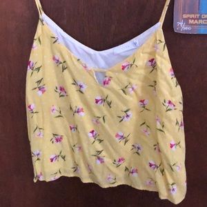 Yellow floral small tank top